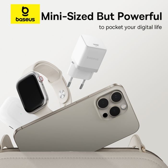 Мережевий зарядний пристрій Baseus Palm Fast Charger 1C 20W EU Moon White (P10111602213-00)