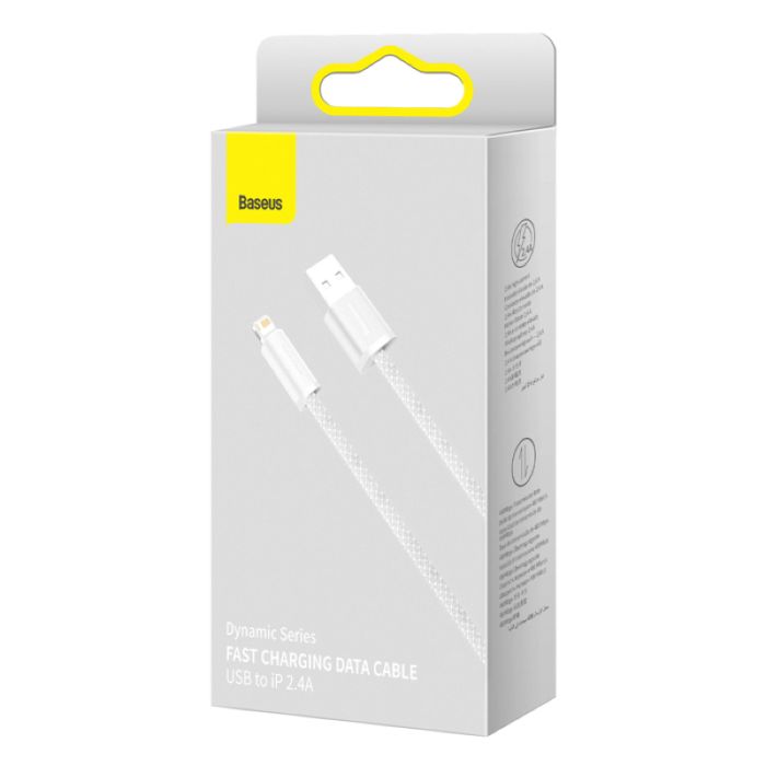Кабель Baseus Dynamic Series Fast Charging Data Cable USB to iP 2.4A 1m White (CALD000402)