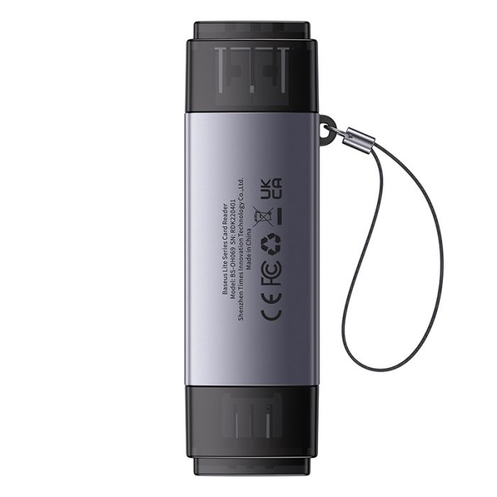 Кардрідер Baseus Lite Series USB-A & Type-C  to SD/TF Card Reader  Grey (WKQX060113)