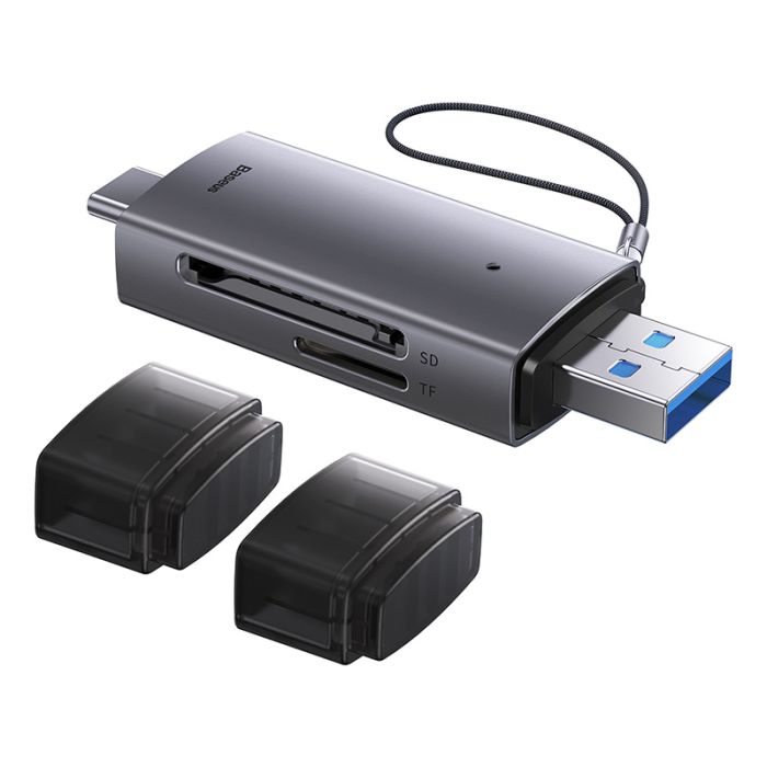 Кардрідер Baseus Lite Series USB-A & Type-C  to SD/TF Card Reader  Grey (WKQX060113)