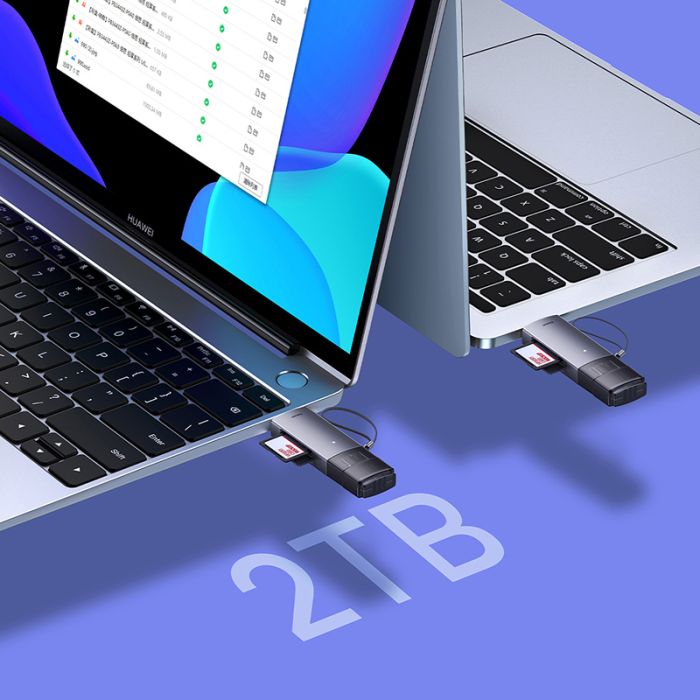 Кардрідер Baseus Lite Series USB-A & Type-C  to SD/TF Card Reader  Grey (WKQX060113)