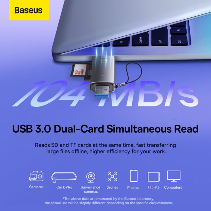 Кардрідер Baseus Lite Series USB-A & Type-C  to SD/TF Card Reader  Grey (WKQX060113)