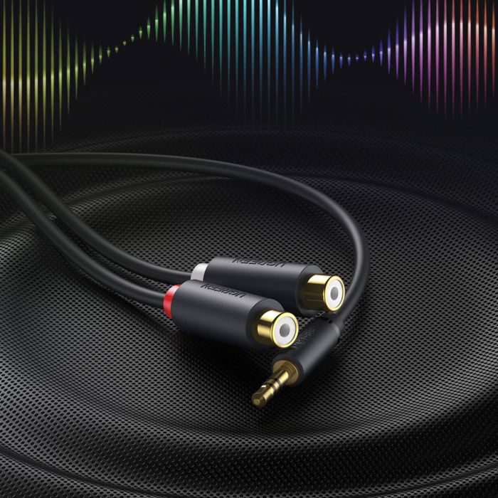 Аудіокабель UGREEN AV109 3.5mm Male to 2RCA Female Cable 25cm (Gray)(UGR-10547) (UGR-10547)