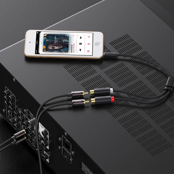 Аудіокабель UGREEN AV109 3.5mm Male to 2RCA Female Cable 25cm (Gray)(UGR-10547) (UGR-10547)