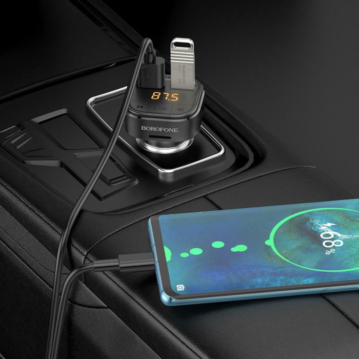 АЗП з FM-модулятором BOROFONE BC43 Flash QC3.0 car BT FM transmitter 18W Black (6974443387223)