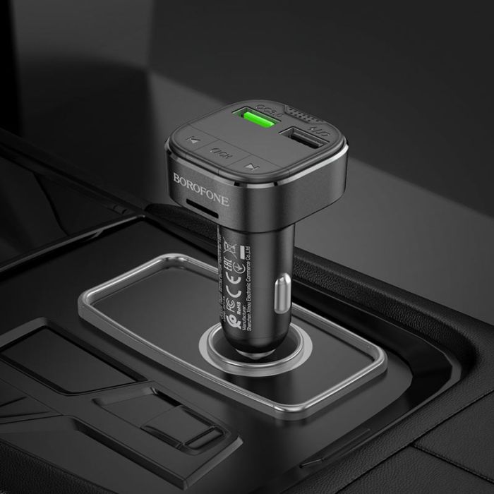 АЗП з FM-модулятором BOROFONE BC43 Flash QC3.0 car BT FM transmitter 18W Black (6974443387223)
