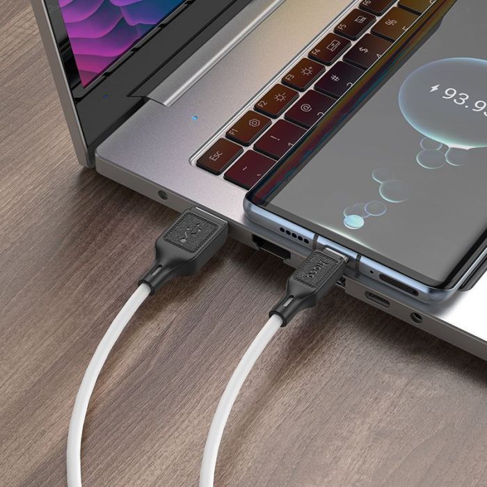Кабель HOCO X90 Cool silicone charging data cable for Type-C White (6931474788450)