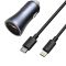 Автомобільний зарядний пристрій Baseus Golden Contactor Pro Dual Car Charger U+C 40W (With Cable Type-C/ iP 1m) Dark Grey (TZCCJD-B0G)