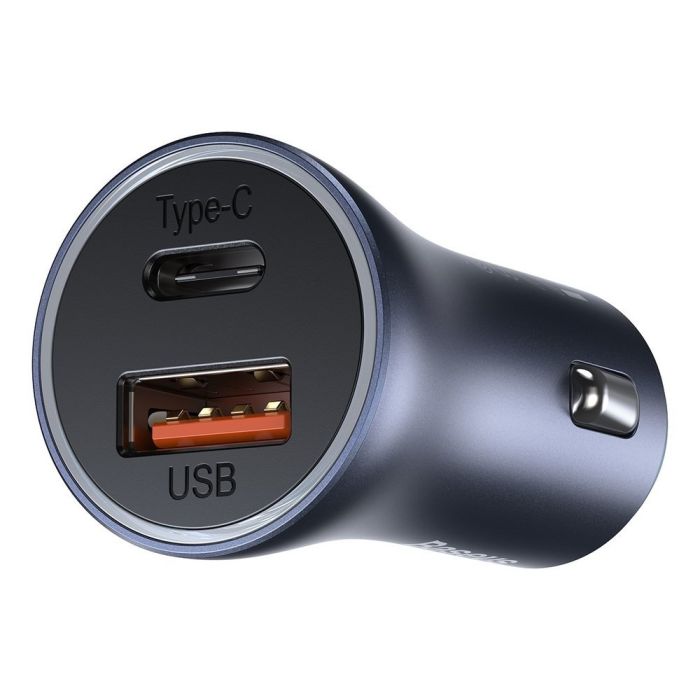 Автомобільний зарядний пристрій Baseus Golden Contactor Pro Dual Car Charger U+C 40W (With Cable Type-C/ iP 1m) Dark Grey (TZCCJD-B0G)