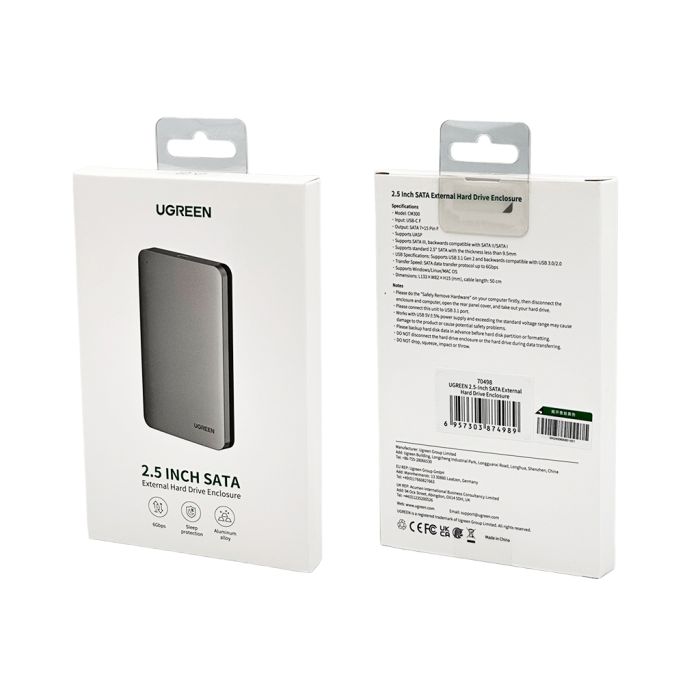Зовнішня кишеня для накопичувача UGREEN 2.5-Inch SATA External Hard Drive Enclosure (UGR-70498)