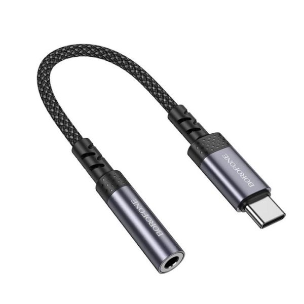 Перехідник BOROFONE BV24 Graceful digital audio converter cable Type-C to 3.5mm Metal Grey (6941991118999)
