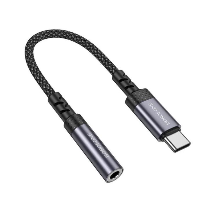 Перехідник BOROFONE BV24 Graceful digital audio converter cable Type-C to 3.5mm Metal Grey (6941991118999)
