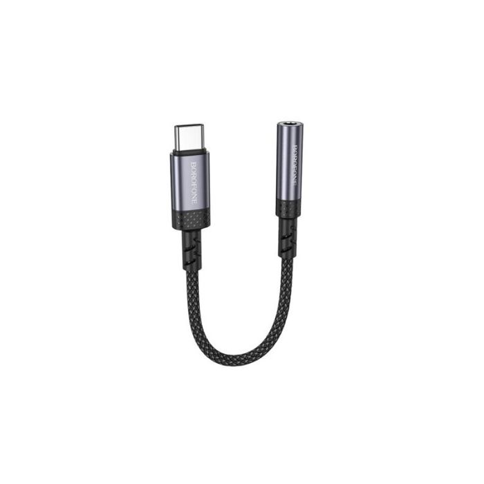 Перехідник BOROFONE BV24 Graceful digital audio converter cable Type-C to 3.5mm Metal Grey (6941991118999)