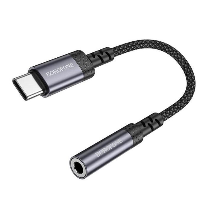 Перехідник BOROFONE BV24 Graceful digital audio converter cable Type-C to 3.5mm Metal Grey (6941991118999)