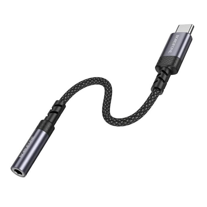 Перехідник BOROFONE BV24 Graceful digital audio converter cable Type-C to 3.5mm Metal Grey (6941991118999)