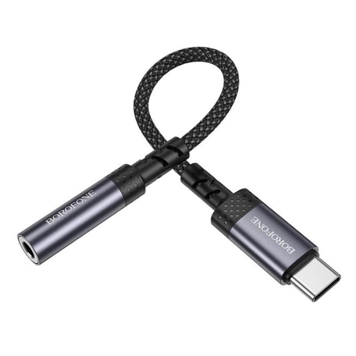 Перехідник BOROFONE BV24 Graceful digital audio converter cable Type-C to 3.5mm Metal Grey (6941991118999)