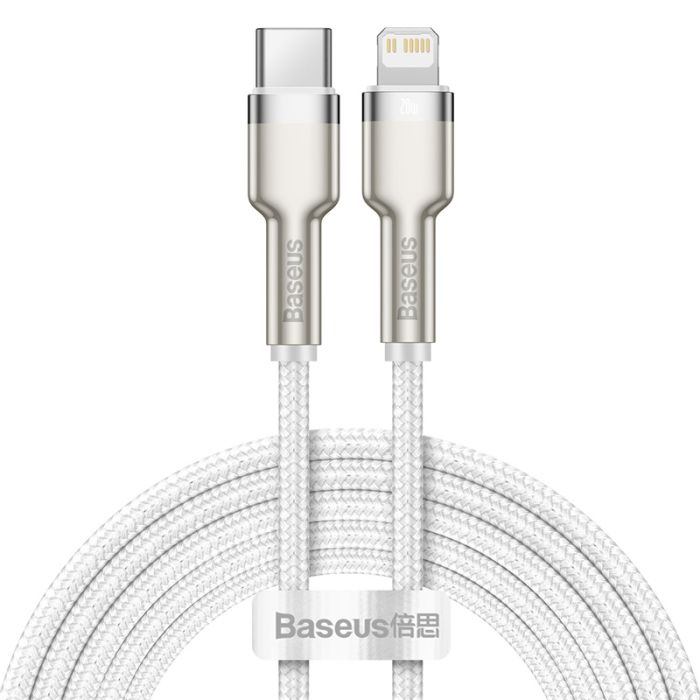 Кабель Baseus Cafule Series Metal Data Cable Type-C to iP PD 20W 2m White (CATLJK-B02)