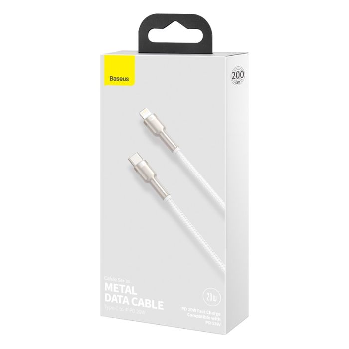Кабель Baseus Cafule Series Metal Data Cable Type-C to iP PD 20W 2m White (CATLJK-B02)