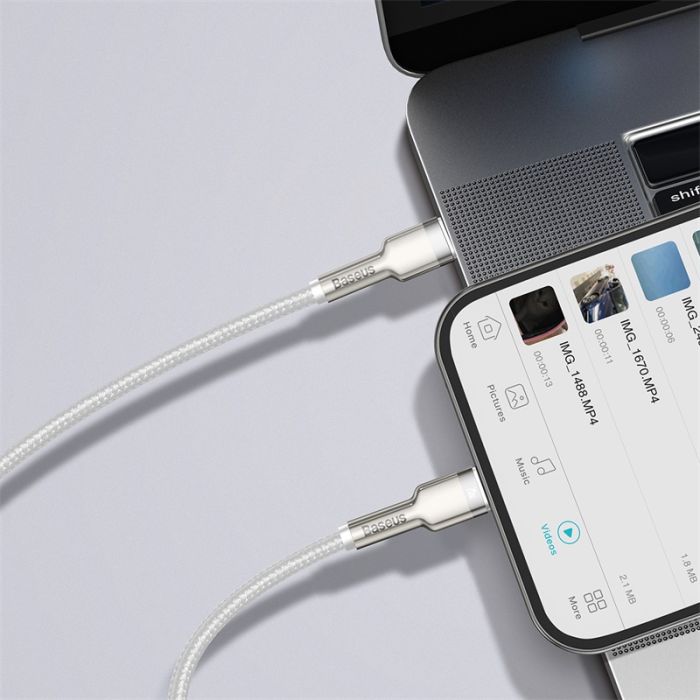 Кабель Baseus Cafule Series Metal Data Cable Type-C to iP PD 20W 2m White (CATLJK-B02)