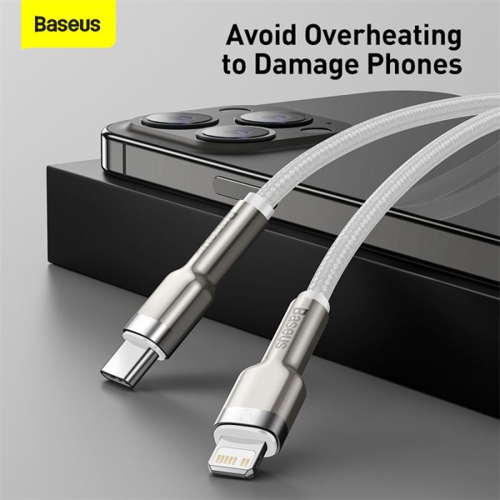 Кабель Baseus Cafule Series Metal Data Cable Type-C to iP PD 20W 2m White (CATLJK-B02)