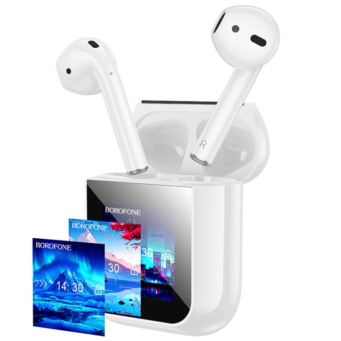 Бездротові навушники TWS BOROFONE BW86 Brocade, touch screen, White (6941991119484)