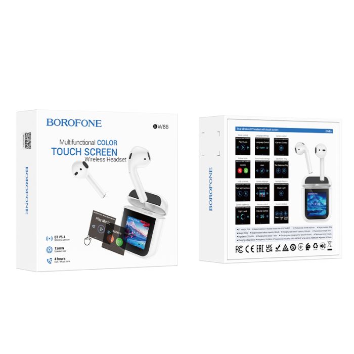Бездротові навушники TWS BOROFONE BW86 Brocade, touch screen, White (6941991119484)