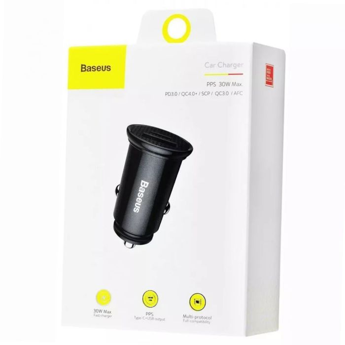 Автомобільний зарядний пристрій Baseus Circular Plastic A+C 30W Black (CCALL-YS01)
