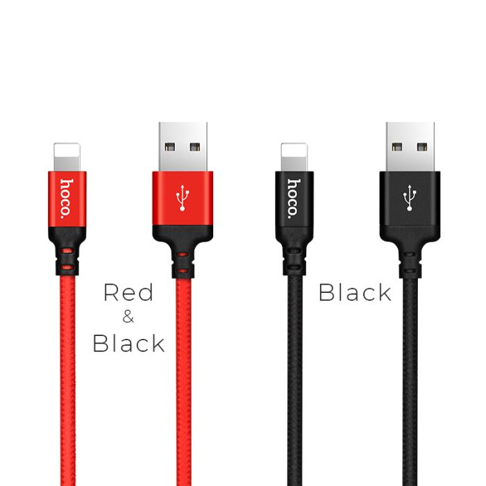 Кабель HOCO X14 USB to iP 2A, 2m, nylon, aluminum connectors, Black (6957531062882)
