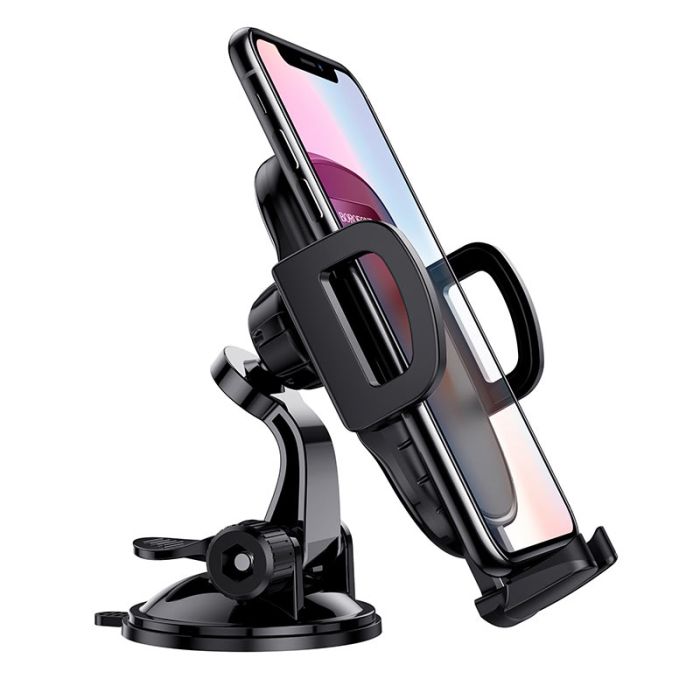 Автотримач для телефона BOROFONE BH37 Route push type suction cup car holder Black (6931474738486)