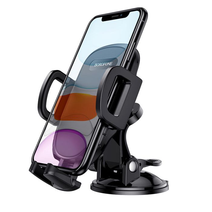 Автотримач для телефона BOROFONE BH37 Route push type suction cup car holder Black (6931474738486)