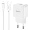 Мережевий зарядний пристрій з кабелем HOCO C106A Leisure single port charger set(iP) 10.5W White (6931474783899)