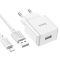 Мережевий зарядний пристрій з кабелем HOCO C106A Leisure single port charger set(iP) 10.5W White (6931474783899)