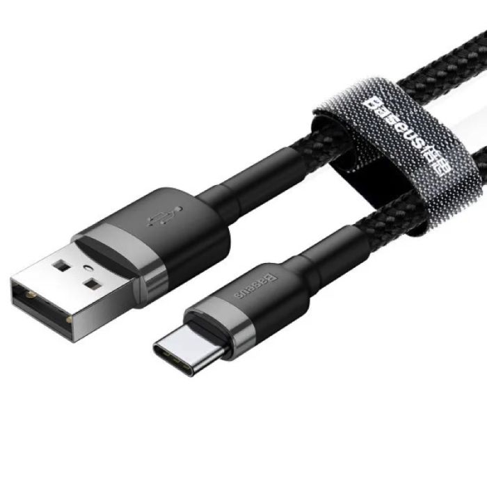 Кабель Baseus Cafule Cable USB For Type-C 3A 1m Gray+Black (CATKLF-BG1)