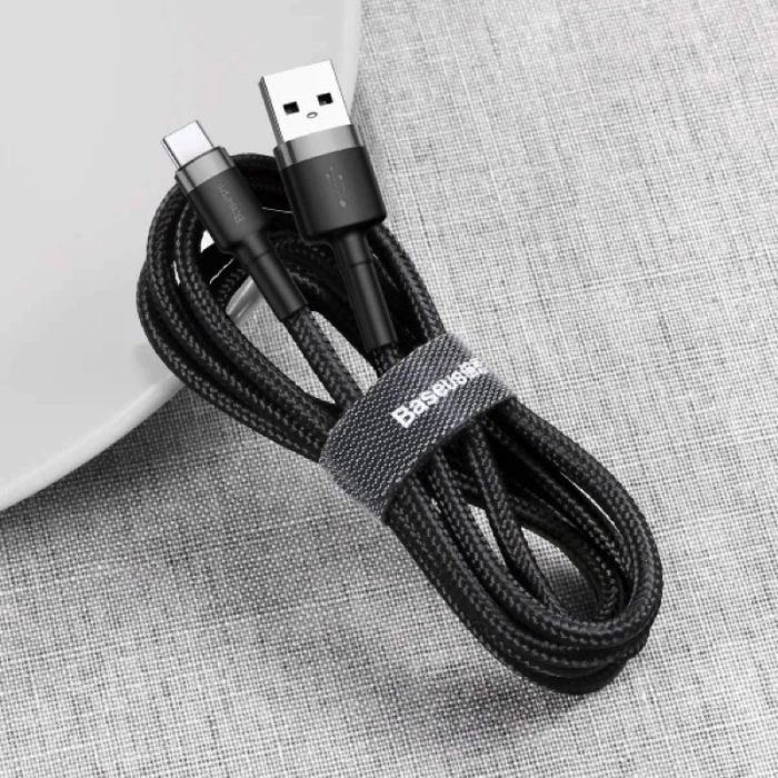 Кабель Baseus Cafule Cable USB For Type-C 3A 1m Gray+Black (CATKLF-BG1)