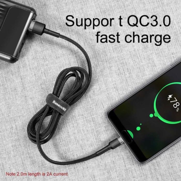 Кабель Baseus Cafule Cable USB For Type-C 3A 1m Gray+Black (CATKLF-BG1)