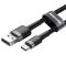 Кабель Baseus Cafule Cable USB For Type-C 3A 2m Gray+Black (CATKLF-CG1)