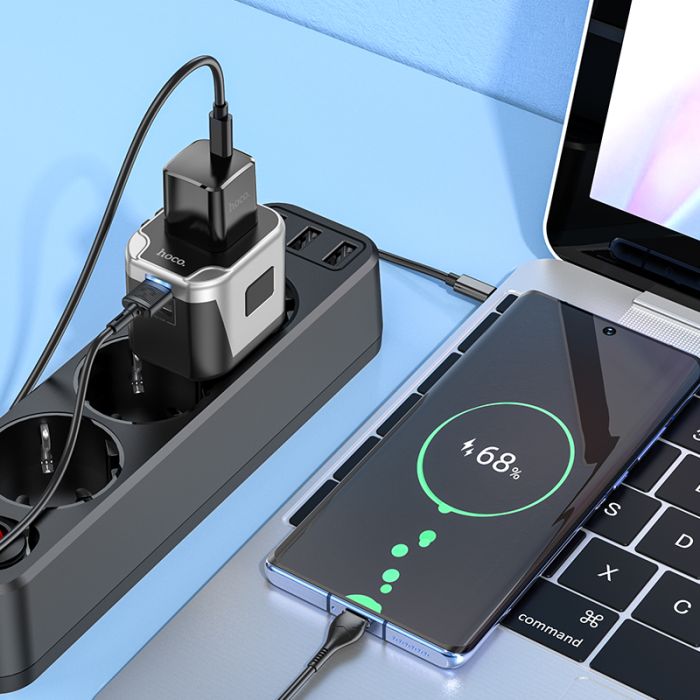 УЗП HOCO AC5 Level dual port universal conversion charger Black (6931474778284)