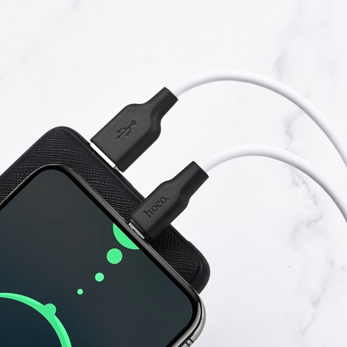 Кабель HOCO X21 Plus USB to Type-C 3A, 2m, silicone, silicone connectors, Black+White (6931474713889)