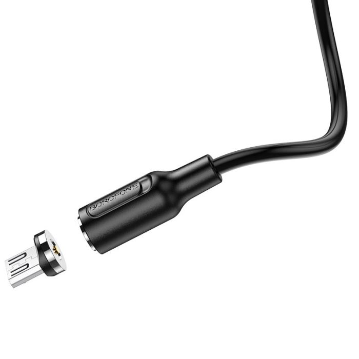 Кабель BOROFONE BX41 USB to Micro 2.4A, 1m, PVC, PVC connectors, magnetic, Black (6931474738455)