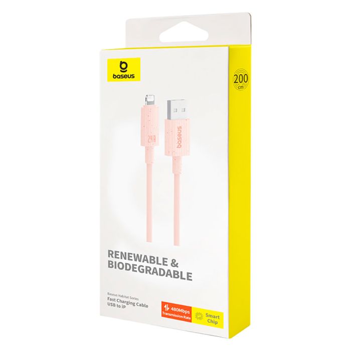 Кабель Baseus Habitat Series Fast Charging Cable USB to iP 2.4A 2m Wheat Pink (P10360200421-01)