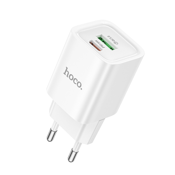 Мережевий зарядний пристрій HOCO C149A Charm PD30W+QC3.0 charger (EU) White (6942007630337)