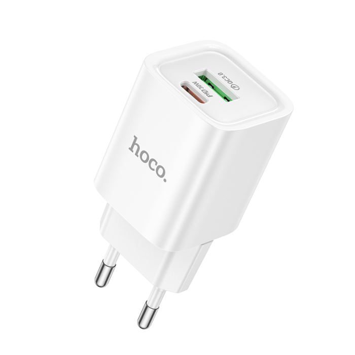 Мережевий зарядний пристрій HOCO C149A Charm PD30W+QC3.0 charger (EU) White (6942007630337)