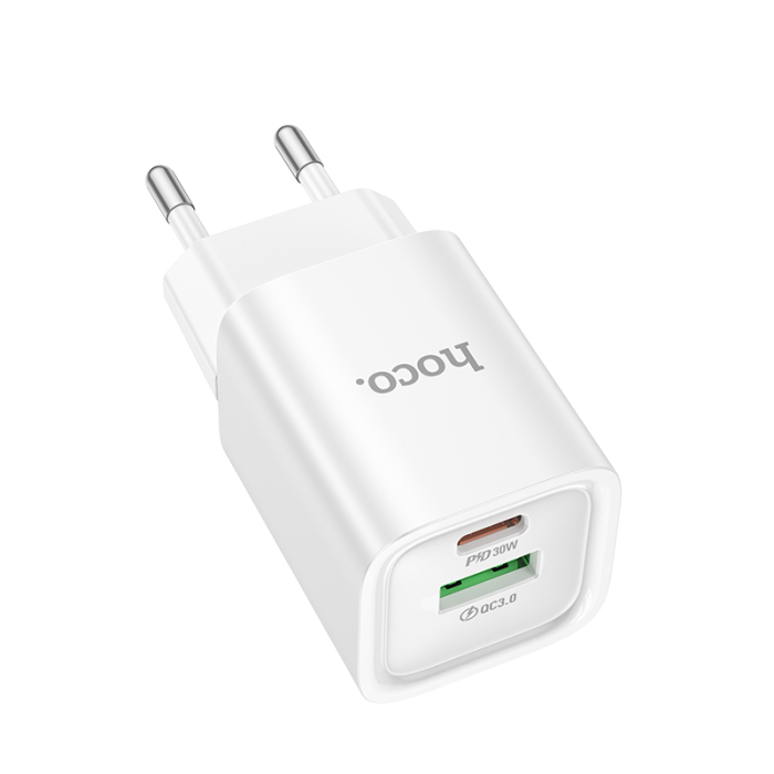 Мережевий зарядний пристрій HOCO C149A Charm PD30W+QC3.0 charger (EU) White (6942007630337)