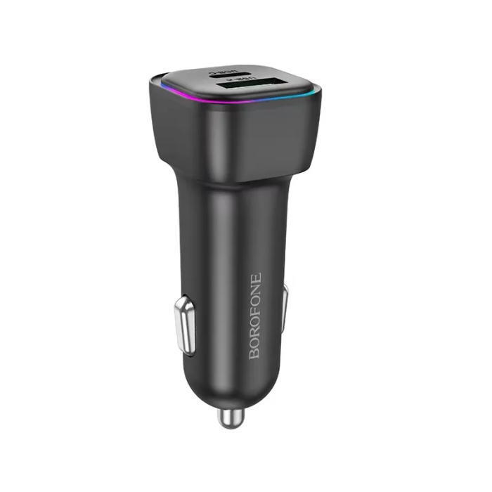 Автомобільний зарядний пристрій BOROFONE BZ28A Trophie PD30W+QC3.0 car charger Black (6941991110818)