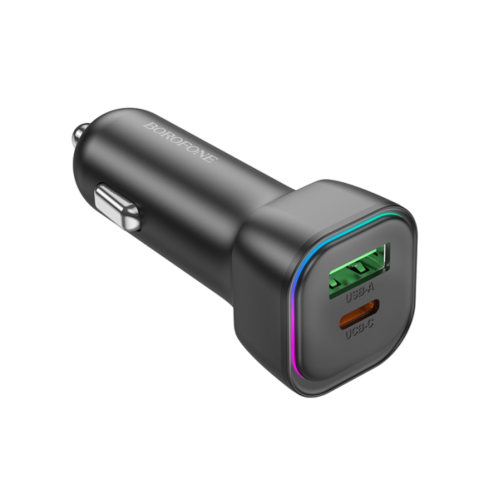 Автомобільний зарядний пристрій BOROFONE BZ28A Trophie PD30W+QC3.0 car charger Black (6941991110818)