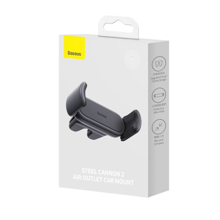 Автотримач для телефона Baseus Steel Cannon 2 Air Outlet Car Mount Black (SUGP000001)