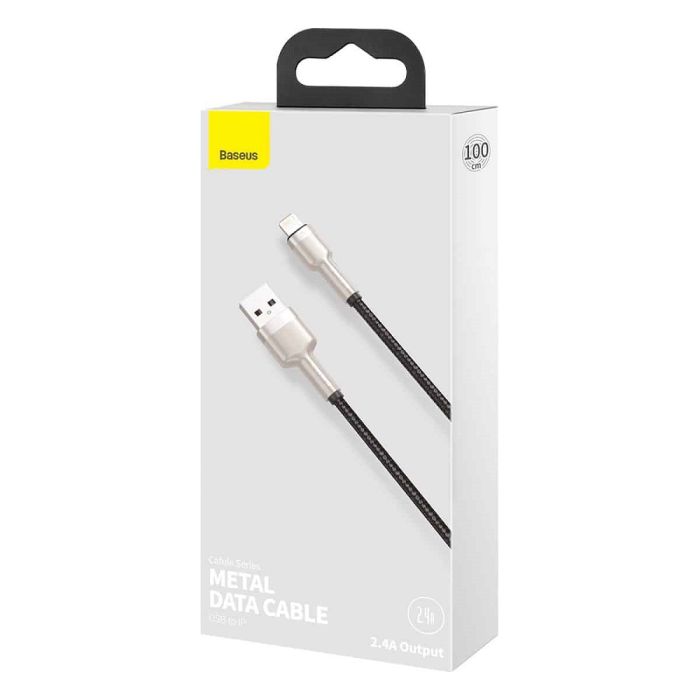 Кабель Baseus Cafule Series Metal Data Cable USB to IP 2.4A 2m Black (CALJK-B01)