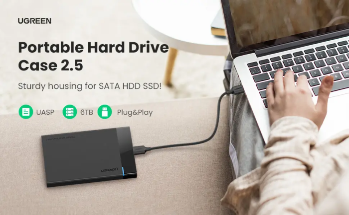 Зовнішня кишеня для накопичувача UGREEN US221 2.5 Inch Hard Drive Box (UGR-30848) (UGR-30848)