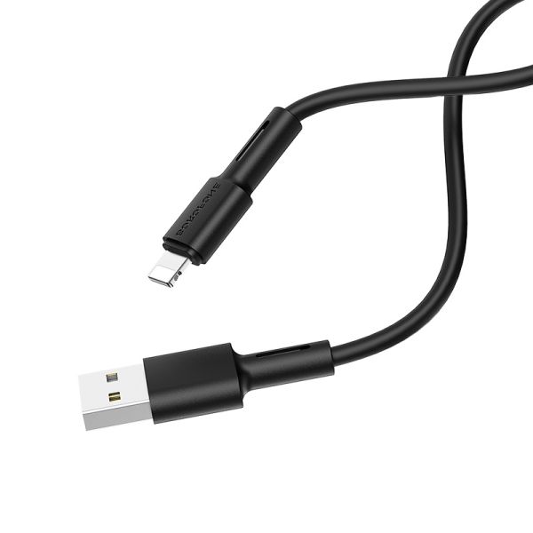 Кабель BOROFONE BX31 USB to iP 2.4A, 1m, silicone, TPE connectors, Black (6931474710352)
