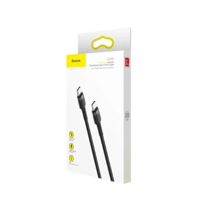Кабель Baseus Cafule PD2.0 100W flash charging USB Type-C-Type-C cable (20V 5A) 2m Gray+Black (CATKLF-ALG1)